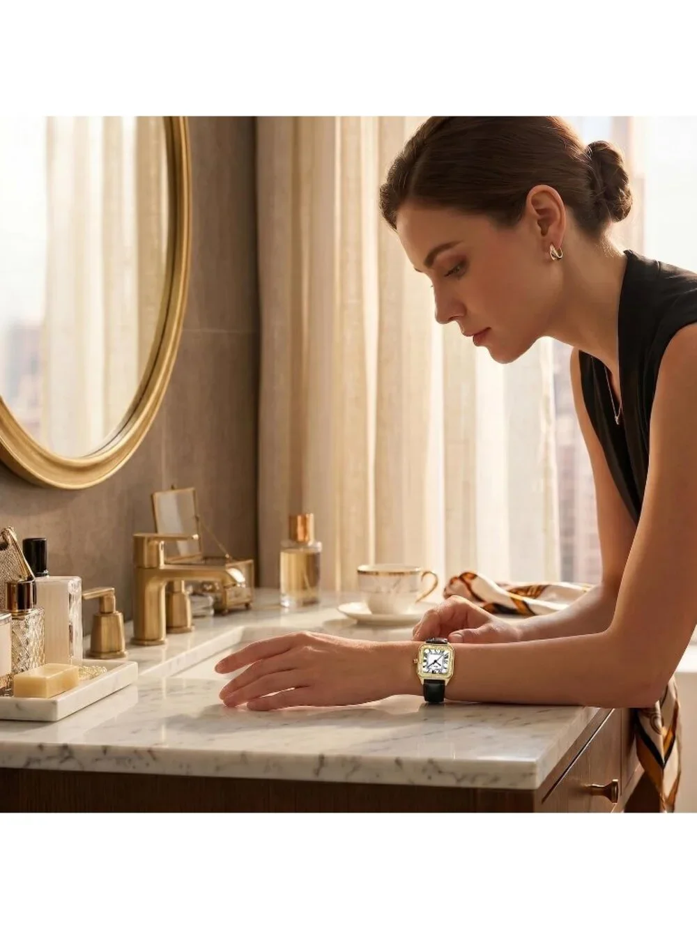 Women's Gold Dainty Luxury Minimalist Roman Numeral Dial Casual Wrist Watch